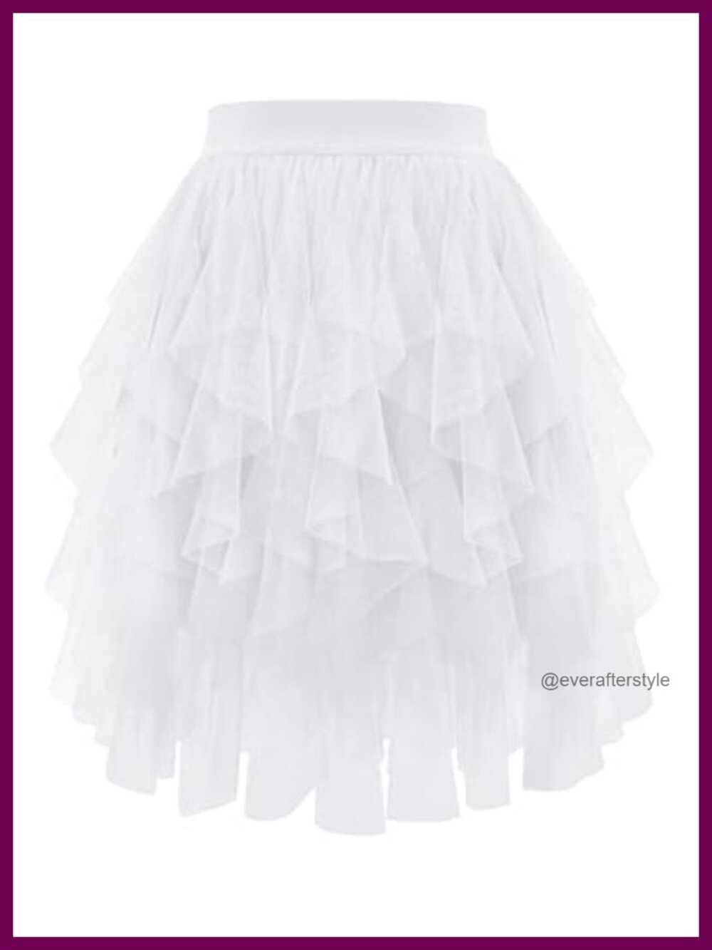 Kingfancy Tulle A-Line Mini Skirt Tutu Multi-Tiered Asymmetrical High Elastic